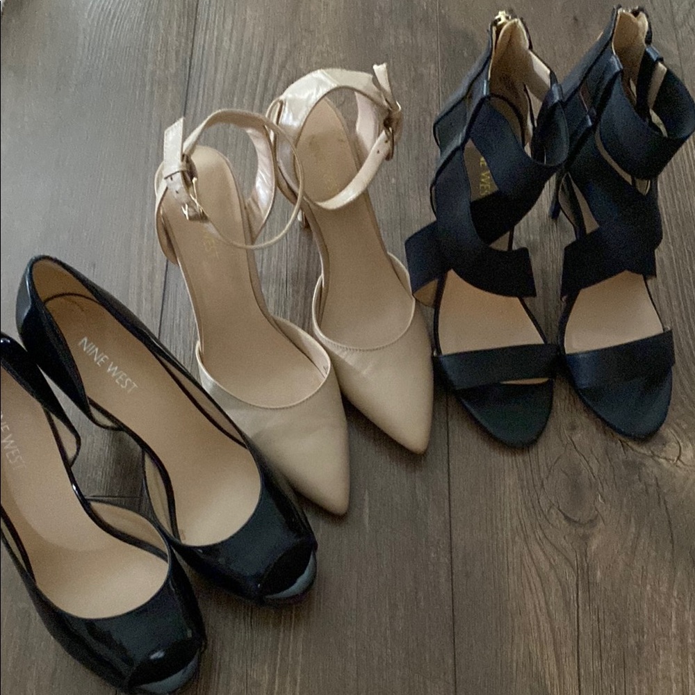 Nine West Black and Cream Heels Timeless Stiletto Design